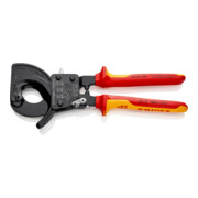 KNIPEX 95 36 250 Kabelschneider (Ratschenprinzip) isoliert mit Mehrkomponenten-Hüllen, VDE-geprüft schwarz atramentiert 250 mm