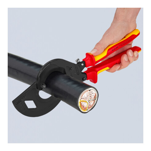 KNIPEX 95 36 320 Kabelschaar (ratelprincipe, drie snelheden) zwart geatramenteerd VDE 320 mm