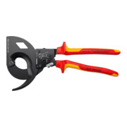 KNIPEX 95 36 320 Kabelschneider (Ratschenprinzip, Dreigang) isoliert mit Mehrkomponenten-Hüllen, VDE-geprüft schwarz atramentiert 320 mm