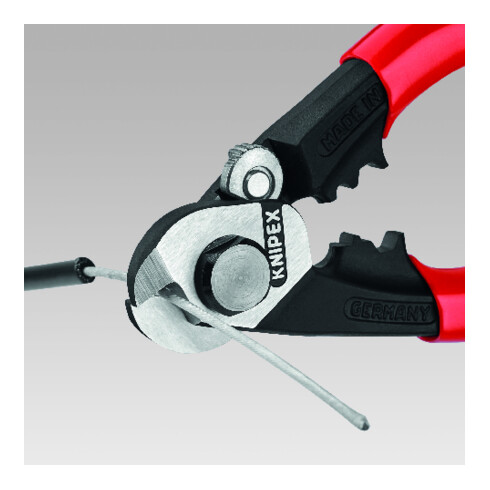 KNIPEX 95 62 190 Drahtseilschere geschmiedet mit Mehrkomponenten-Hüllen 190 mm