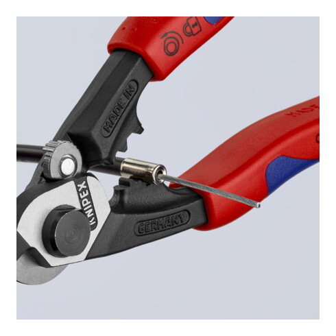 KNIPEX 95 62 190 Drahtseilschere geschmiedet mit Mehrkomponenten-Hüllen 190 mm
