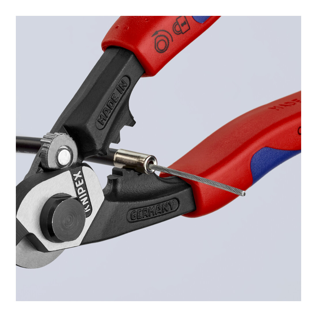 KNIPEX 95 62 190 Drahtseilschere geschmiedet mit Mehrkomponenten-Hüllen 190 mm