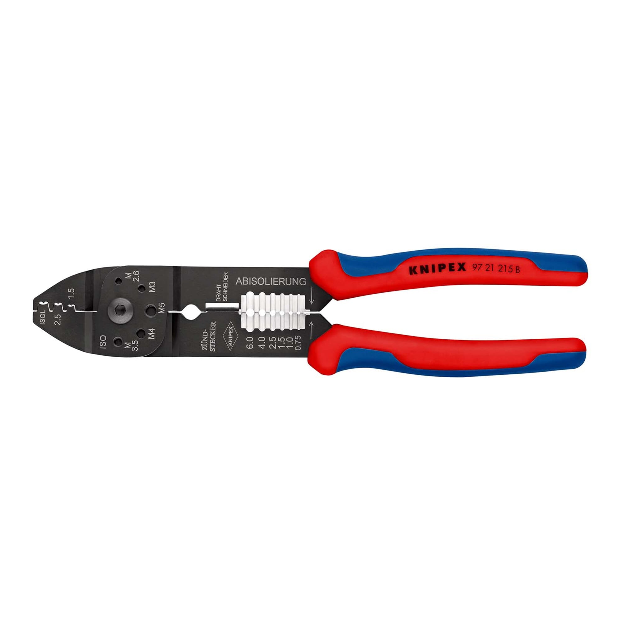 KNIPEX 97 21 215 B Crimpzange mit Mehrkomponenten-Hüllen schwarz lackiert 230 mm