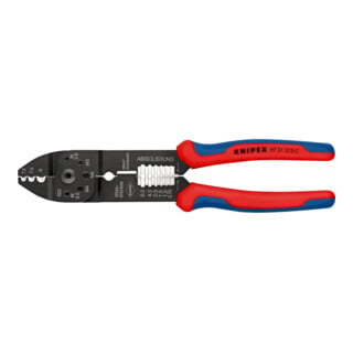 KNIPEX 97 21 215 C Crimpzange mit Mehrkomponenten-Hüllen schwarz lackiert 230 mm