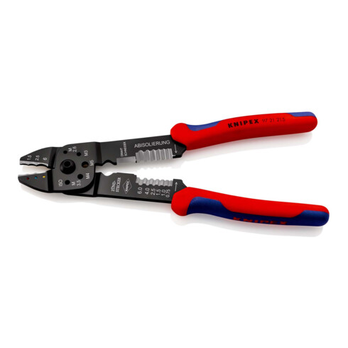 KNIPEX 97 21 215 Crimpzange mit Mehrkomponenten-Hüllen schwarz lackiert 230 mm