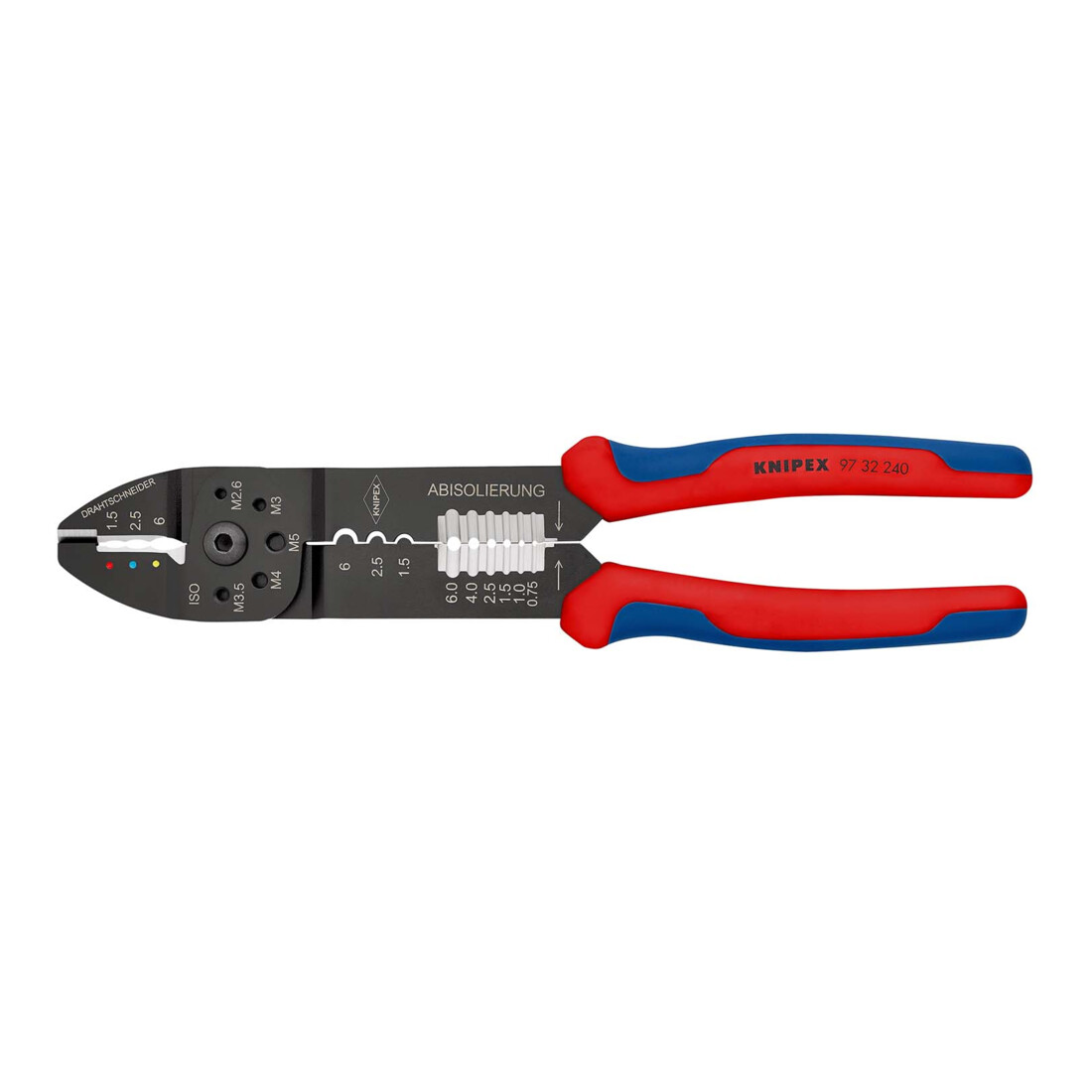 KNIPEX 97 32 240 Crimpzange mit Mehrkomponenten-Hüllen schwarz lackiert 240 mm