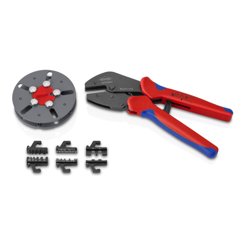 KNIPEX 97 33 03 MultiCrimp® Crimpzange mit Wechselmagazin mit Mehrkomponenten-Hüllen brüniert 250 mm