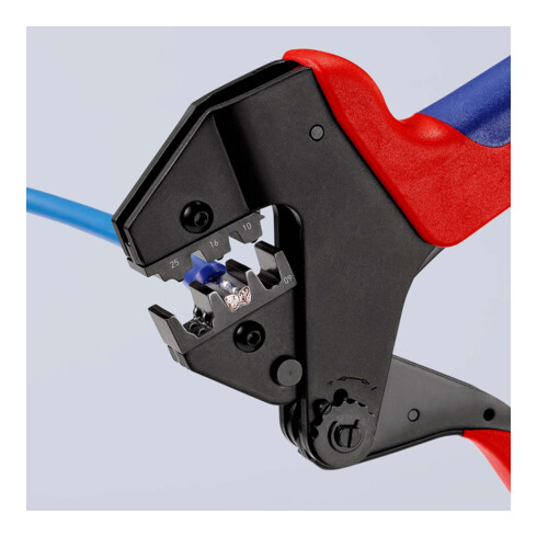 KNIPEX 97 43 200 A Crimp-Systemzange für auswechselbare Crimpeinsätze mit Mehrkomponenten-Hüllen brüniert 200 mm
