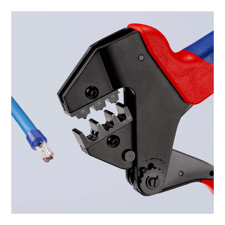 KNIPEX 97 43 200 A Crimp-Systemzange für auswechselbare Crimpeinsätze mit Mehrkomponenten-Hüllen brüniert 200 mm