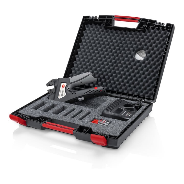KNIPEX 97 43 E eCrimp Elektromechanische Crimp-Systemzange für auswechselbare Crimpeinsätze 270 mm