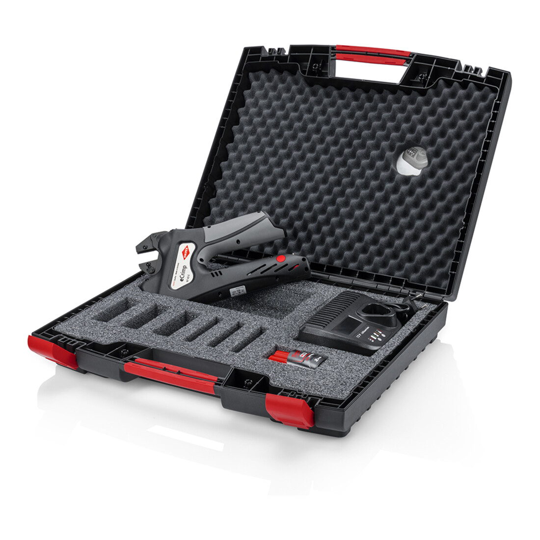 KNIPEX 97 43 E eCrimp Elektromechanische Crimp-Systemzange für auswechselbare Crimpeinsätze 270 mm