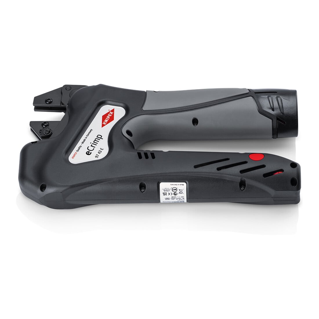 KNIPEX 97 43 E eCrimp Elektromechanische Crimp-Systemzange für auswechselbare Crimpeinsätze 270 mm