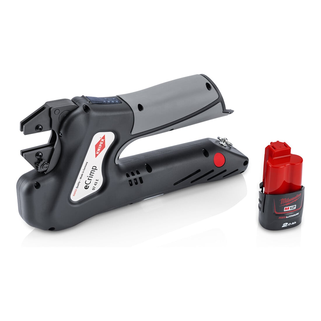 KNIPEX 97 43 E eCrimp Elektromechanische Crimp-Systemzange für auswechselbare Crimpeinsätze 270 mm
