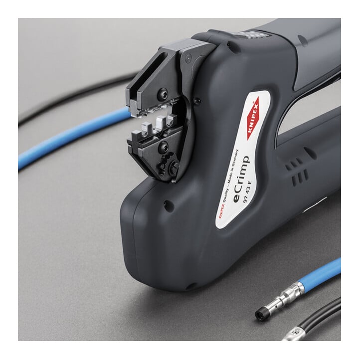 KNIPEX 97 43 E eCrimp Elektromechanische Crimp-Systemzange für auswechselbare Crimpeinsätze 270 mm