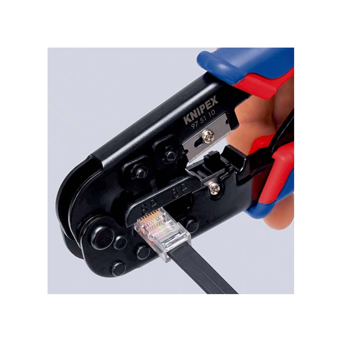KNIPEX 97 51 10 Krimptang voor Western-stekkers gebruineerd 190 mm