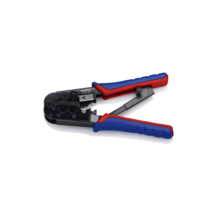 KNIPEX 97 51 10 SB Crimpzange für Westernstecker mit Mehrkomponenten-Hüllen brüniert 190 mm