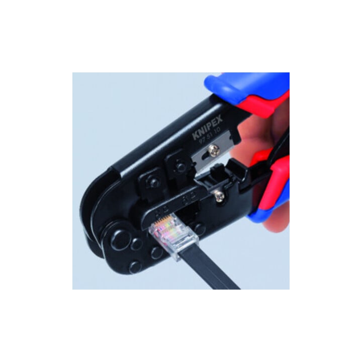 KNIPEX 97 51 10 SB Crimpzange für Westernstecker mit Mehrkomponenten-Hüllen brüniert 190 mm