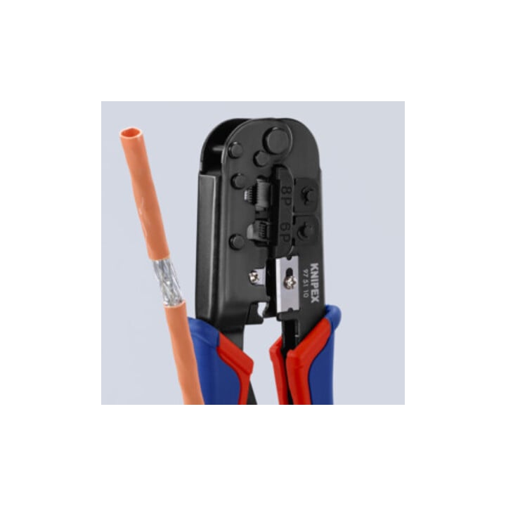 KNIPEX 97 51 10 SB Crimpzange für Westernstecker mit Mehrkomponenten-Hüllen brüniert 190 mm