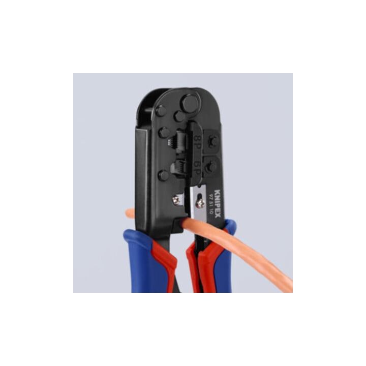 KNIPEX 97 51 10 SB Crimpzange für Westernstecker mit Mehrkomponenten-Hüllen brüniert 190 mm