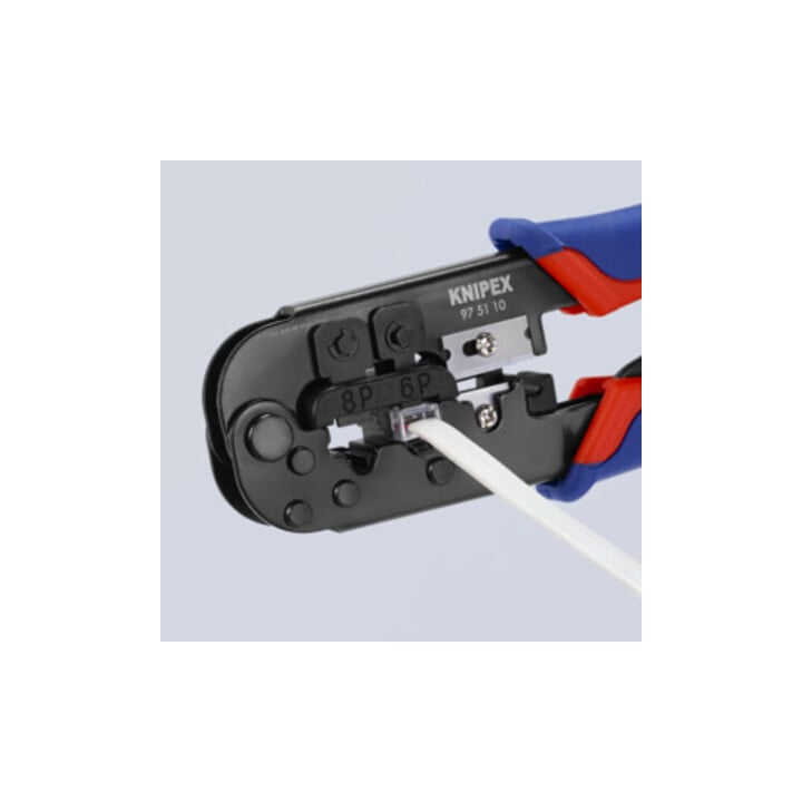 KNIPEX 97 51 10 SB Crimpzange für Westernstecker mit Mehrkomponenten-Hüllen brüniert 190 mm