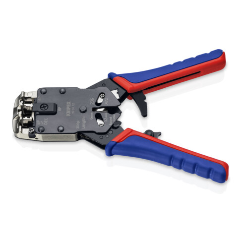 KNIPEX 97 51 12 Crimpzange für Westernstecker mit Mehrkomponenten-Hüllen brüniert 200 mm