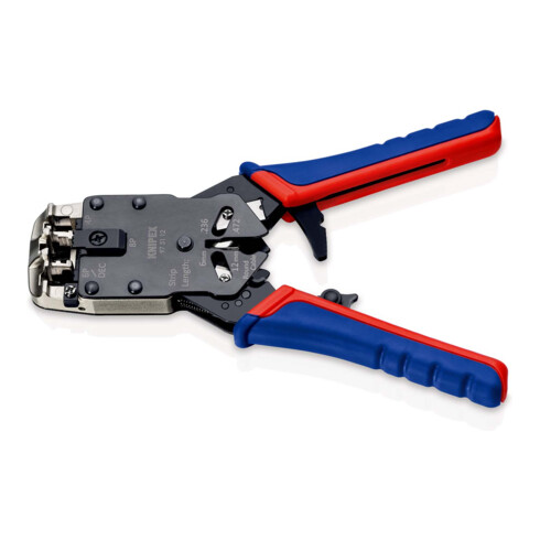 KNIPEX 97 51 12 Crimpzange für Westernstecker mit Mehrkomponenten-Hüllen brüniert 200 mm