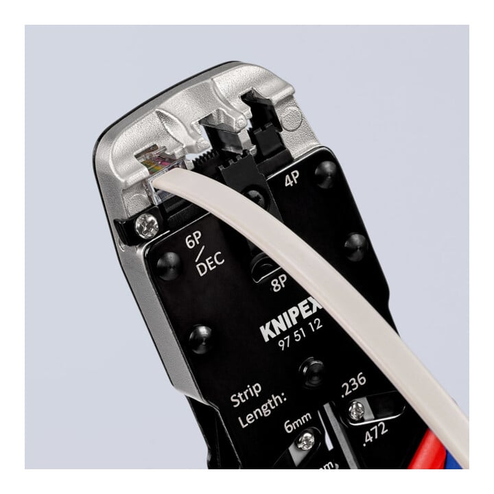 KNIPEX 97 51 12 Crimpzange für Westernstecker mit Mehrkomponenten-Hüllen brüniert 200 mm