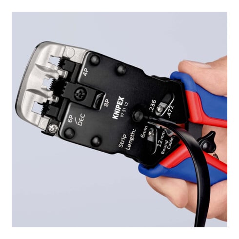 KNIPEX 97 51 12 Krimptang voor Western-stekkers gebruineerd 200 mm