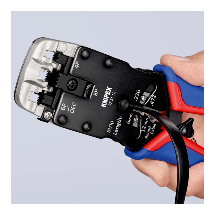 KNIPEX 97 51 12 Krimptang voor Western-stekkers gebruineerd 200 mm