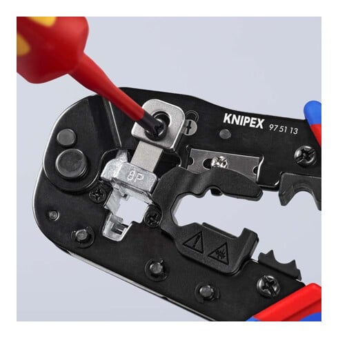 KNIPEX 97 51 13 Crimpzange für RJ45-Westernstecker mit Mehrkomponenten-Hüllen brüniert 190 mm