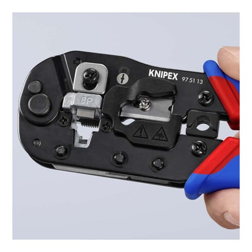KNIPEX 97 51 13 Crimpzange für RJ45-Westernstecker mit Mehrkomponenten-Hüllen brüniert 190 mm