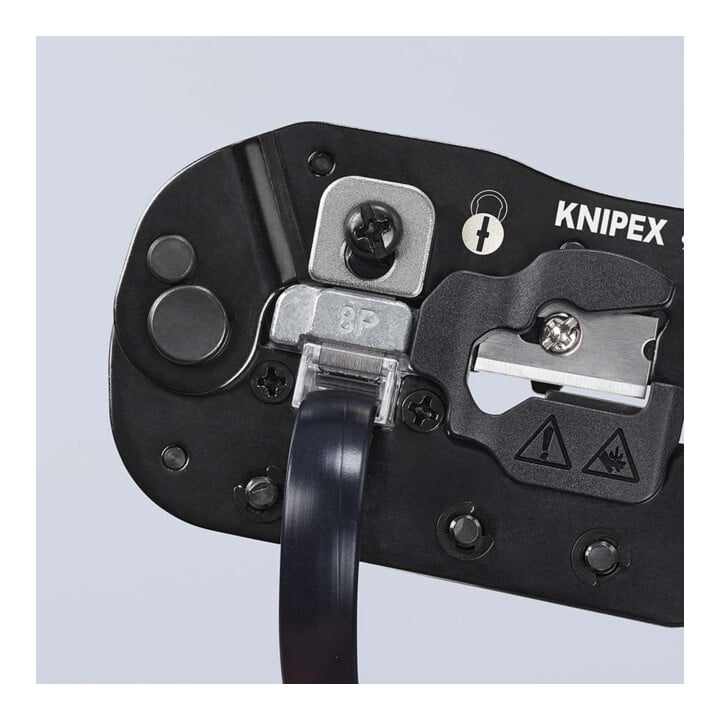 KNIPEX 97 51 13 Crimpzange für RJ45-Westernstecker mit Mehrkomponenten-Hüllen brüniert 190 mm