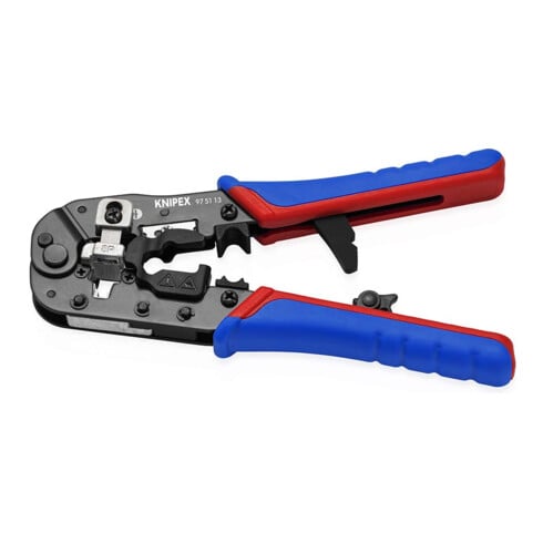KNIPEX 97 51 13 SB Crimpzange für RJ45-Westernstecker mit Mehrkomponenten-Hüllen brüniert 190 mm