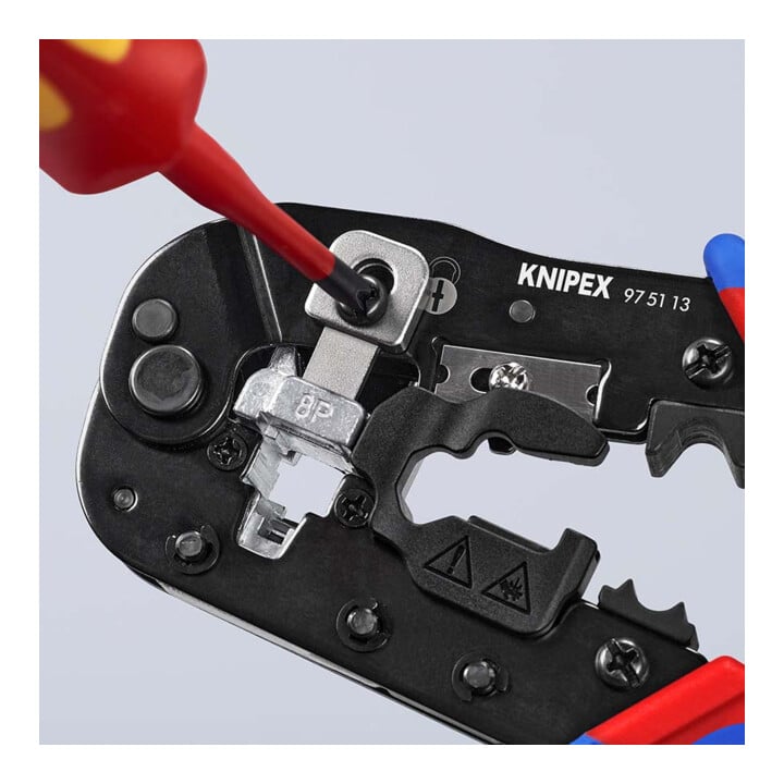 KNIPEX 97 51 13 SB Crimpzange für RJ45-Westernstecker mit Mehrkomponenten-Hüllen brüniert 190 mm
