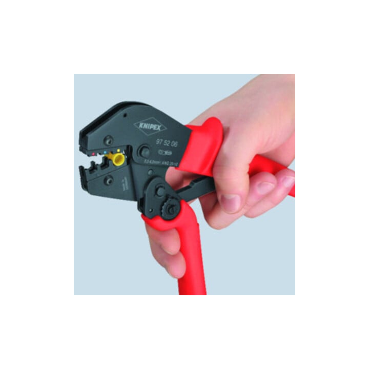 KNIPEX 97 52 13 SB Crimpzange auch für Zweihandbedienung mit rutschhemmenden Kunststoff-Hüllen brüniert 250 mm