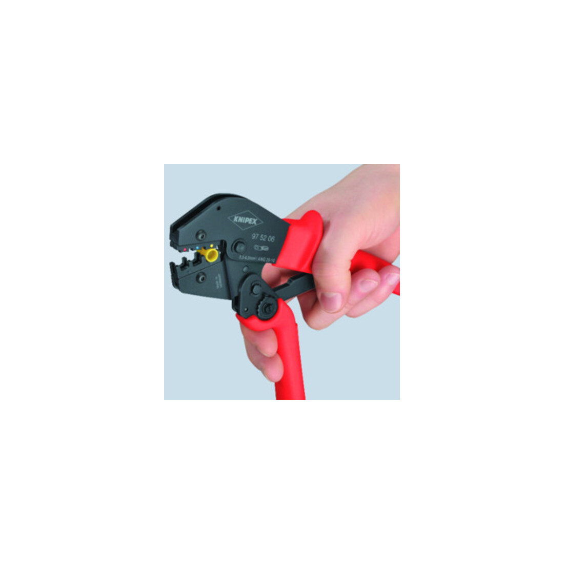 KNIPEX 97 52 13 SB Crimpzange auch für Zweihandbedienung mit rutschhemmenden Kunststoff-Hüllen brüniert 250 mm