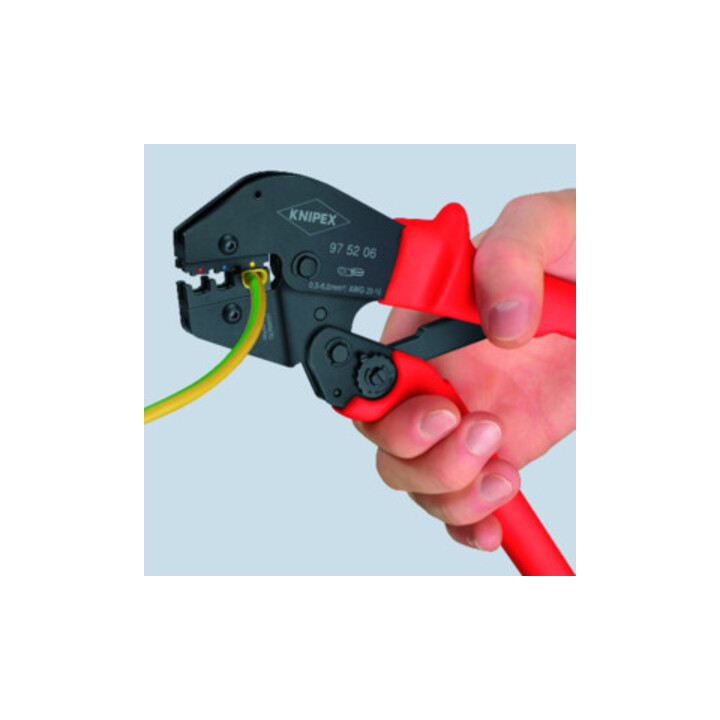 KNIPEX 97 52 13 SB Crimpzange auch für Zweihandbedienung mit rutschhemmenden Kunststoff-Hüllen brüniert 250 mm
