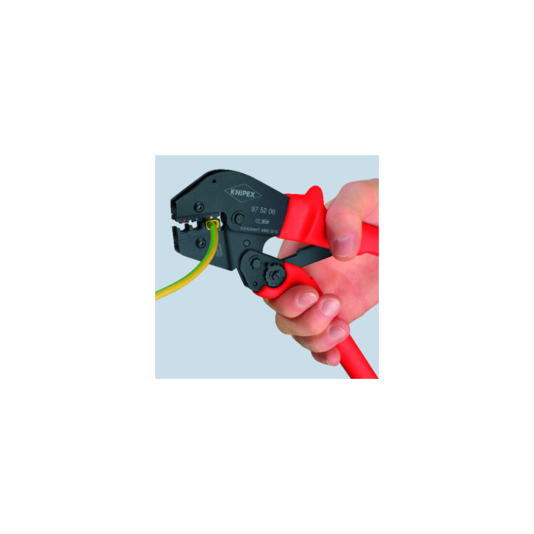 KNIPEX 97 52 13 SB Crimpzange auch für Zweihandbedienung mit rutschhemmenden Kunststoff-Hüllen brüniert 250 mm