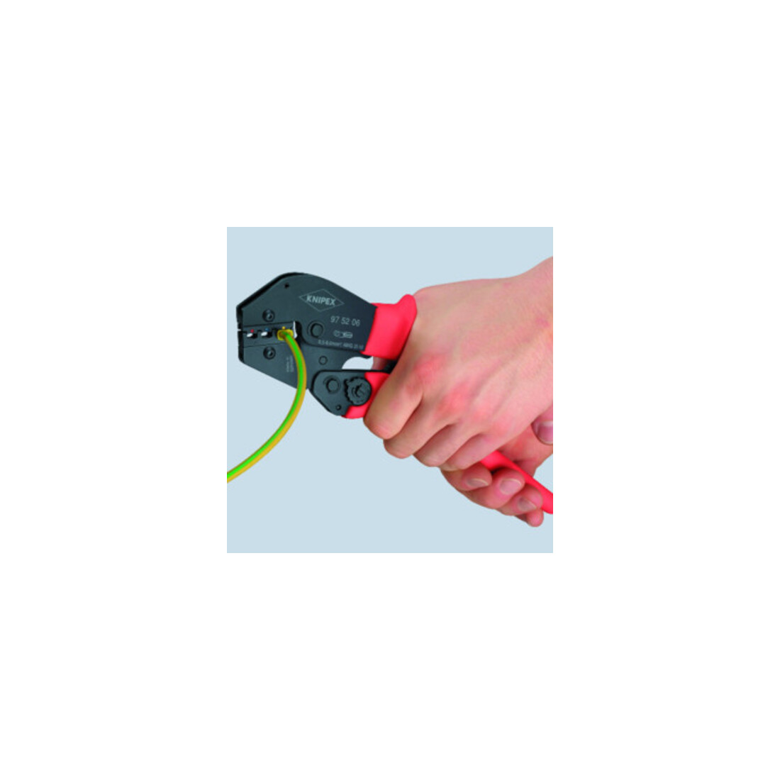 KNIPEX 97 52 13 SB Crimpzange auch für Zweihandbedienung mit rutschhemmenden Kunststoff-Hüllen brüniert 250 mm