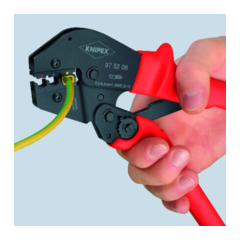 KNIPEX 97 52 13 SB Crimpzange auch für Zweihandbedienung mit rutschhemmenden Kunststoff-Hüllen brüniert 250 mm