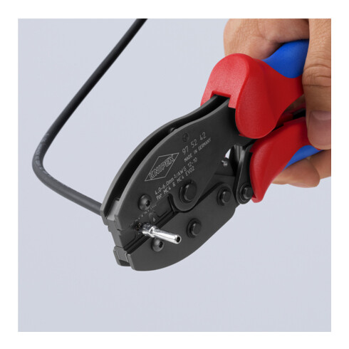 KNIPEX 97 52 42 PreciForce® Crimpzange für MC4®-/MC4® EVO 2-Steckverbinder mit Mehrkomponenten-Hüllen brüniert 220 mm