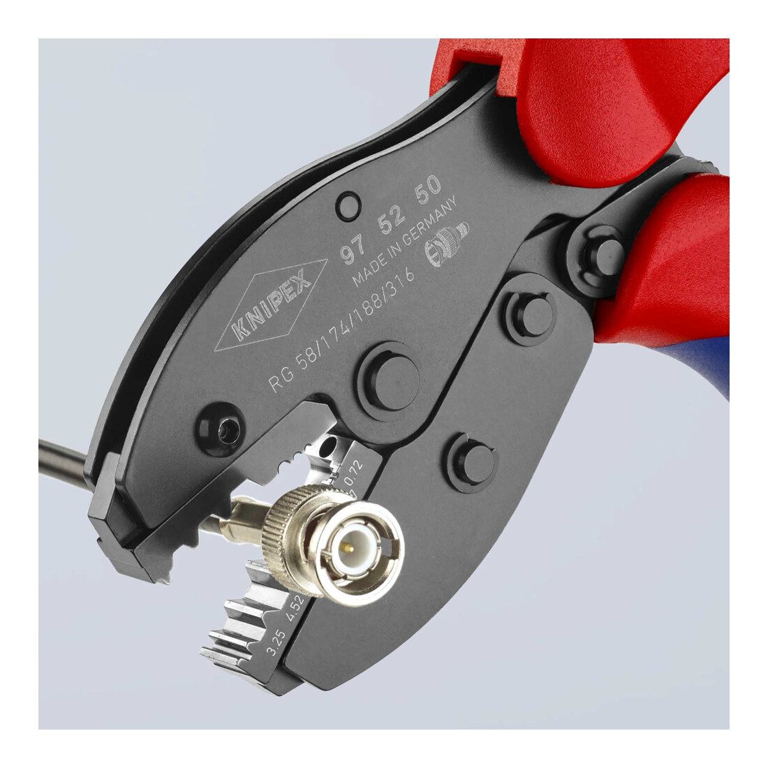 KNIPEX 97 52 50 PreciForce® Crimpzange mit Mehrkomponenten-Hüllen brüniert 220 mm