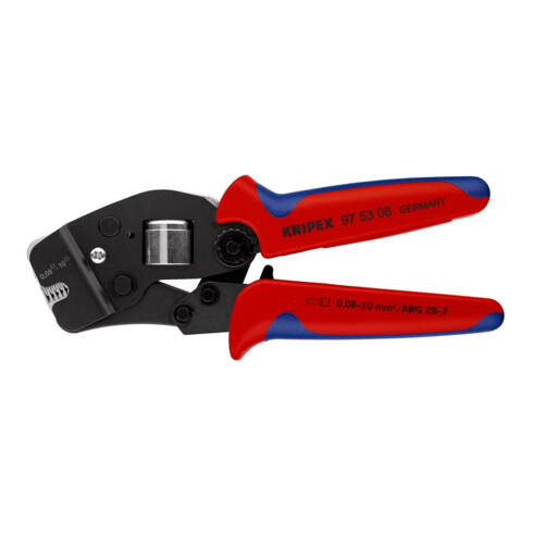 KNIPEX 97 53 08 Selbsteinstellende Crimpzange für Aderendhülsen mit Fronteinführung mit Mehrkomponenten-Hüllen brüniert 190 mm