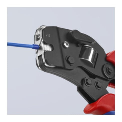 KNIPEX 97 53 09 SB Selbsteinstellende Crimpzange für Aderendhülsen mit Fronteinführung mit Mehrkomponenten-Hüllen brüniert 190 mm