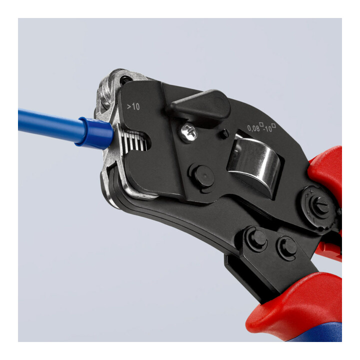 KNIPEX 97 53 09 Selbsteinstellende Crimpzange für Aderendhülsen mit Fronteinführung mit Mehrkomponenten-Hüllen brüniert 190 mm
