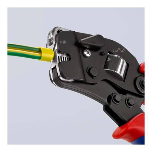 KNIPEX 97 53 09 Selbsteinstellende Crimpzange für Aderendhülsen mit Fronteinführung mit Mehrkomponenten-Hüllen brüniert 190 mm