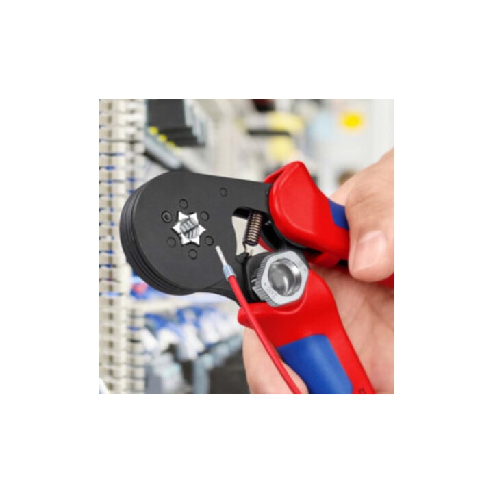 KNIPEX 97 53 14 SB Selbsteinstellende Crimpzange für Aderendhülsen mit Seiteneinführung mit Mehrkomponenten-Hüllen brüniert 180 mm