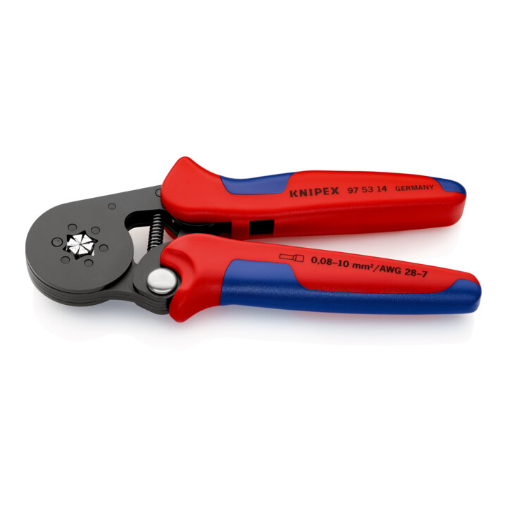 KNIPEX 97 53 14 Selbsteinstellende Crimpzange für Aderendhülsen mit Seiteneinführung mit Mehrkomponenten-Hüllen brüniert 180 mm