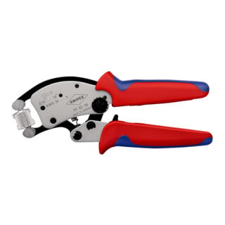 KNIPEX 97 53 18 Twistor16® Selbsteinstellende Crimpzange für Aderendhülsen mit drehbarem Crimpkopf mit Mehrkomponenten-Hüllen verchromt 200 mm