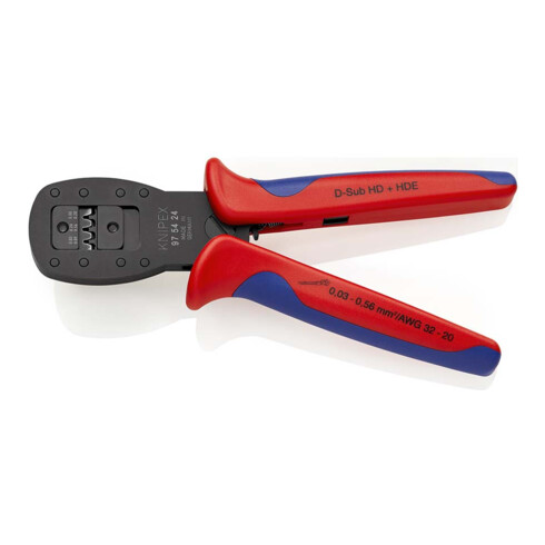 KNIPEX 97 54 24 Crimpzange für Miniaturstecker Parallelcrimp mit Mehrkomponenten-Hüllen brüniert 190 mm